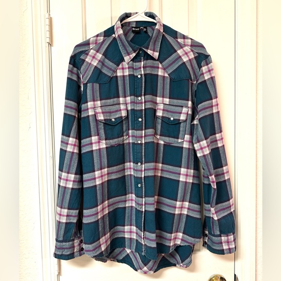 Cruel Girl Plaid Pearl Snap Shirt – Western Button Down Large - Picture 12 of 12